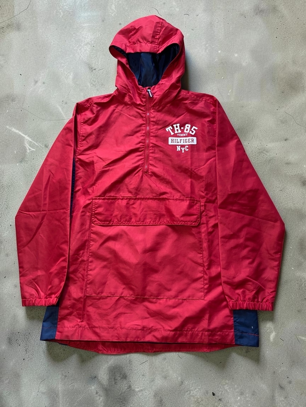 Tommy Hilfiger Youth Boys XL 18/20 Anorak Windbreaker Jacket Red Navy Half Zip